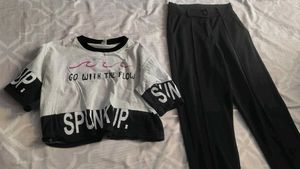 Graphic Crop Top and Pants Set