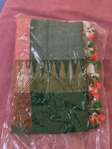 Elegant Green & Peach Saree