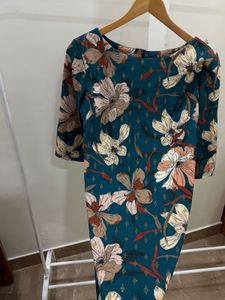 Teal Green Floral Print Shift Dress