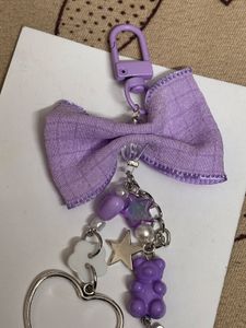 Cute Purple Bow Charm Keychain💜