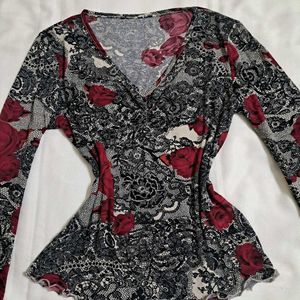 Y2k Vintage Dark Gothic Romance Lace Print Top