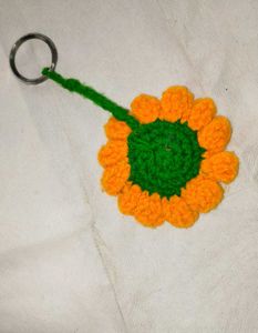 Handmade Crochet Sunflower Keychain