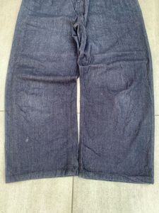 raw denim wide leg trouser