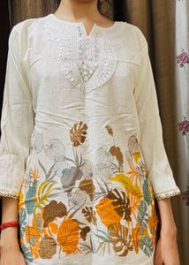 Designer Kurta with Mirror Work &amp; Tropical Print
