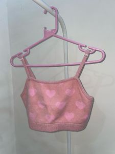 Pink Heart Crop Top
