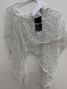 Shein White Lace Overlay Crop Top