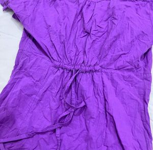 Purple V-Neck Short Sleeve Top
