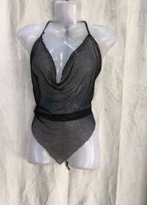69. Sheer Black Halter Neck Swim Top