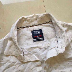 Men's White Printed Casual Shirt