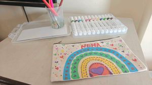 Personalized for neha Rainbow Pouch with Markers
