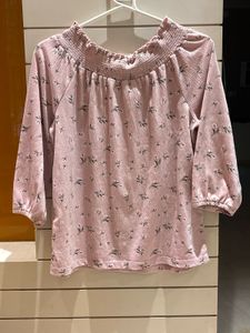 Pink Floral Button-Up Blouse