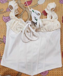 Cream Sweetheart Neckline Top