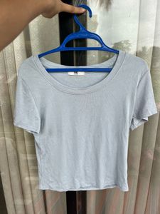Light Blue Basic Crew Neck T-Shirt