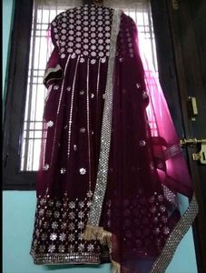 New Purple Heavy Embroidered Party Wear Dress