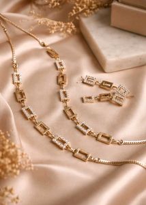 Elegant Gold-Tone Necklace & Earring Set