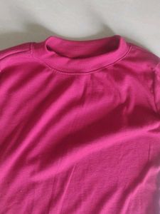 Pink Mock Neck Long Sleeve Top
