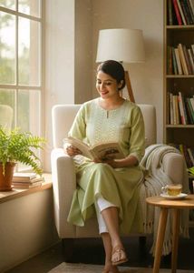 Pista Green Embroidered Kurta