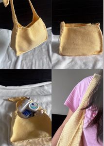 Handmade Yellow Crochet Shoulder Bag / Handbag