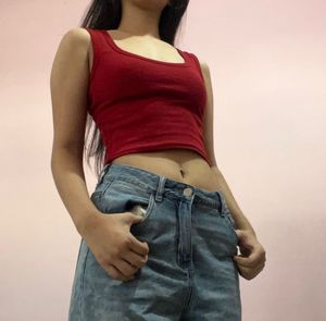 Red Crop Tank Top