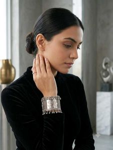 Ethnic Silver Oxidized Bangle Bracelet