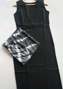 Stylish black pleated kurti with Tie-Dye palazzo s