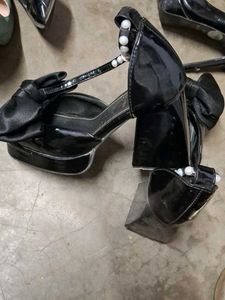 Black Bow Detail Heels