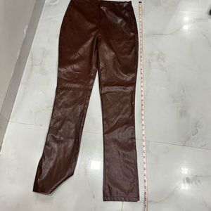 Brown PU faux-leather pants
