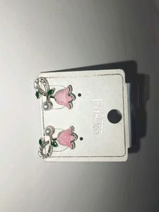 Pink Tulip Pearl Earrings