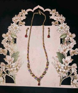 Stunning Multi-Color Gemstone Necklace & Earring S