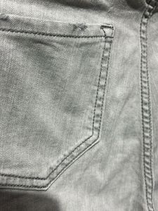 Gray Distressed High-Waisted Jeans