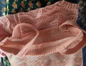 Pink Checkered Knit Crop Top