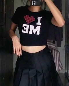 I Love Me Black Crop Top