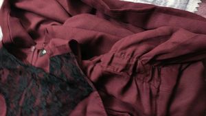Elegant Burgundy Lace Panel Dress