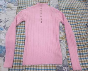 Pink Button-Up woollen top 🥰