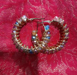 Colorful Beaded Hoop Earrings