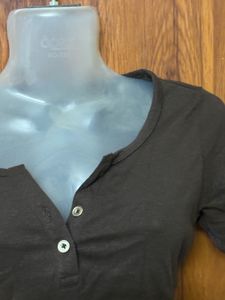 Brown Henley Neck T-Shirt
