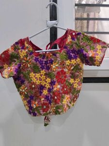 multi colour blouse with mirror work