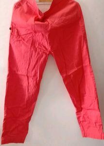Vibrant Coral Cotton Pants