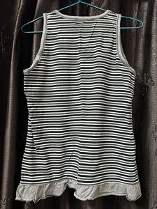 Striped Tank Top with Floral Detail