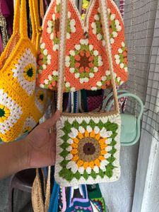 Handmade Crochet Sunflower Bag