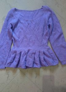 Lilac Peplum Knit Sweater