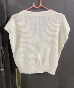 Cream Knit Cropped Top