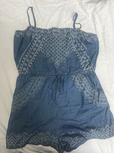 Blue Denim  Printed Romper