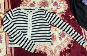 Striped Button-Up Cardigan
