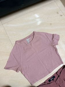 Stylish Mauve Crop Top and Pants Set