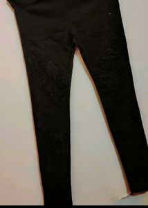 Black⚫ Partywear Designer Denim Jeans 26 Waist