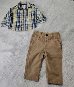Baby Boys Plaid Shirt and Khaki Pants Set