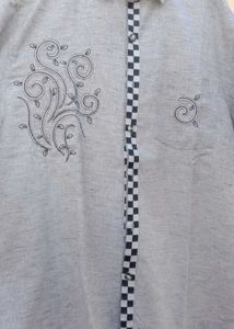 Stylish Men's Grey Embroidered Shirt