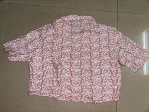 Pink Floral Print Button-Up Top
