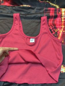 Pink Sleeveless Crop Top